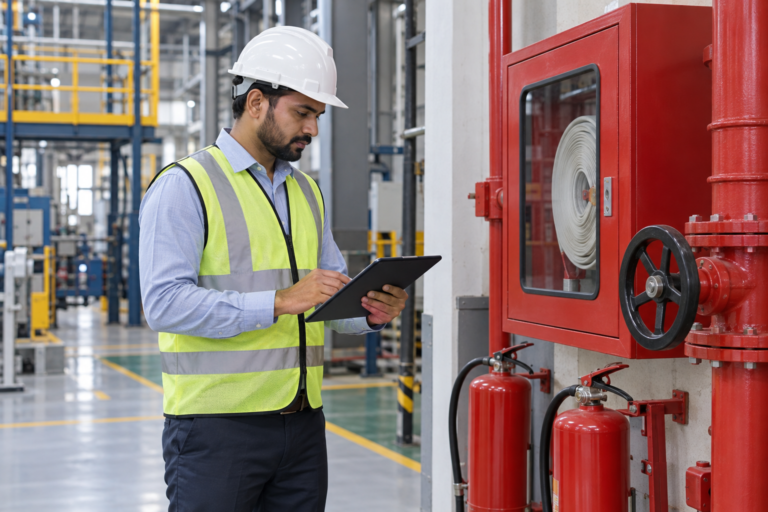 Commercial building supported by fire extinguisher planning