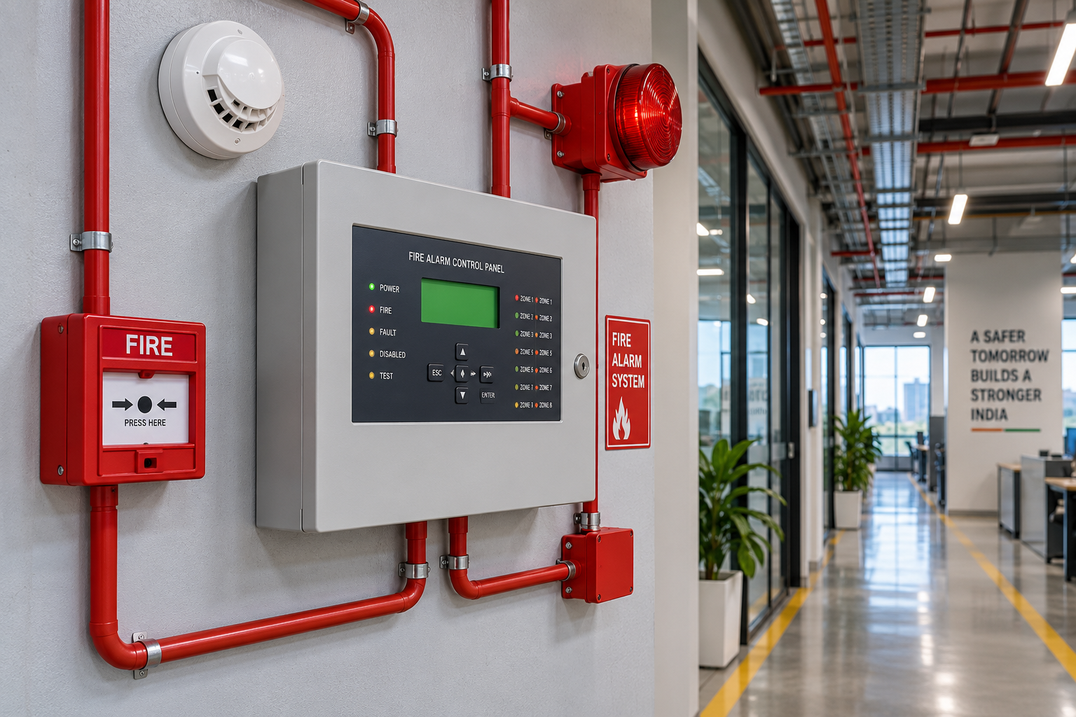 Fire alarm and detection equipment installed in a facility